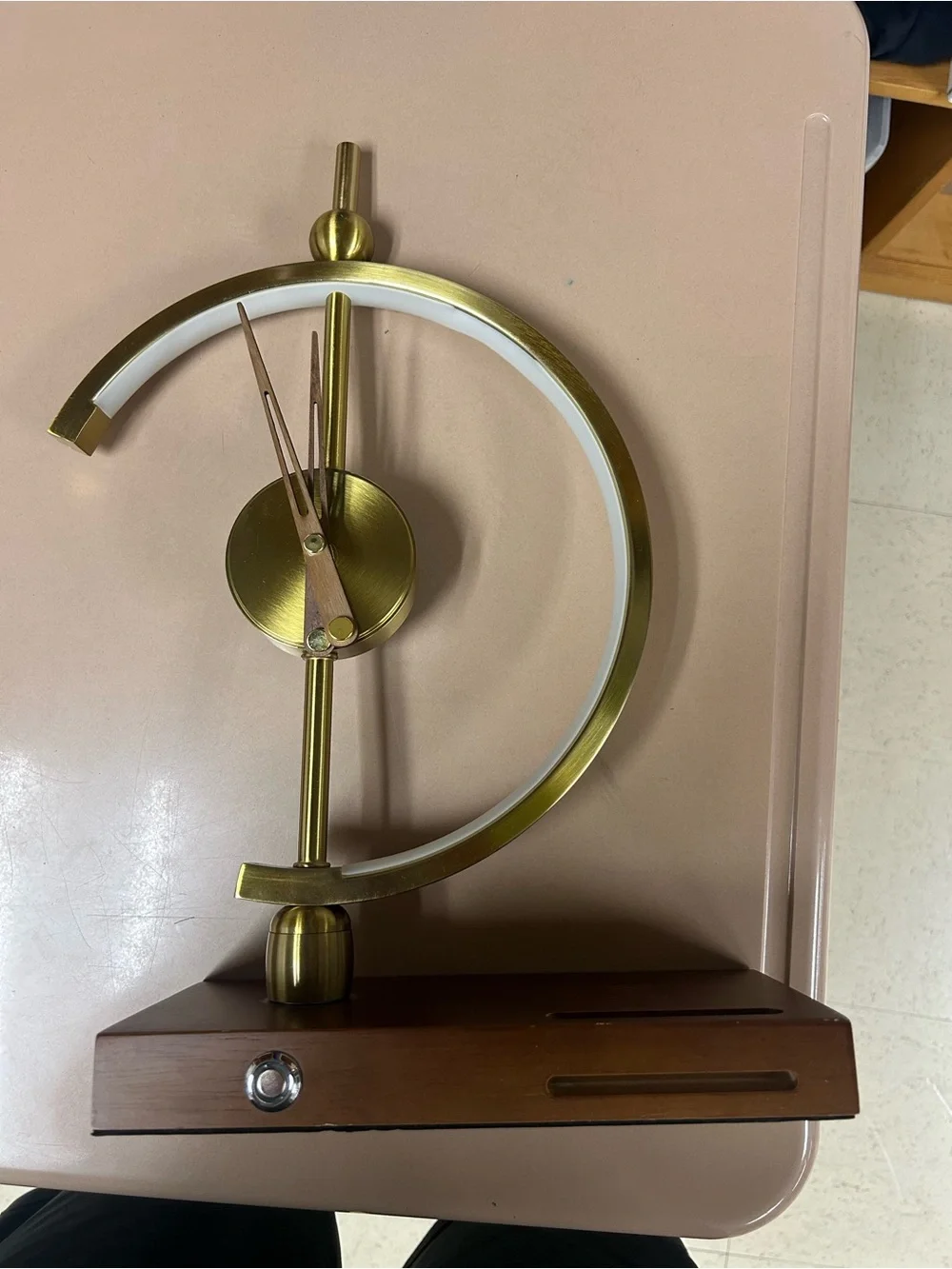 3 in 1 Modern Style Golden LED Table Lamp Clock Wireless & USB Charger